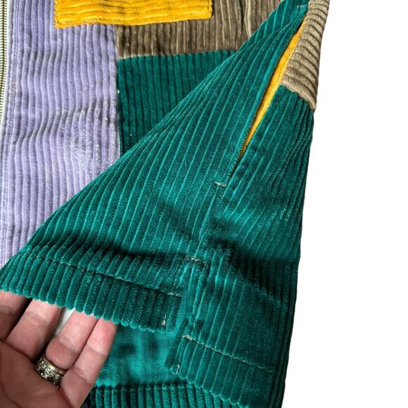 Urban outfitters UO Ryder Blocked Corduroy Zip Shirt jacket patchwork size MED - Picture 10 of 13